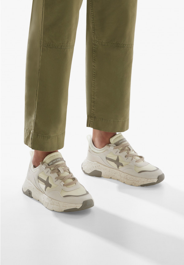 W6yz Sneakers in suede e tessuto tecnico Bianco panna -NEXT-M Affare Del Giorno
