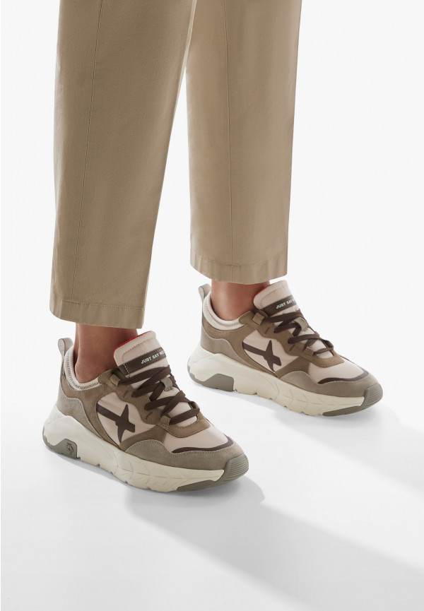 W6yz Sneakers in suede e tessuto tecnico Tortora -NEXT-M Prezzo Ridotto