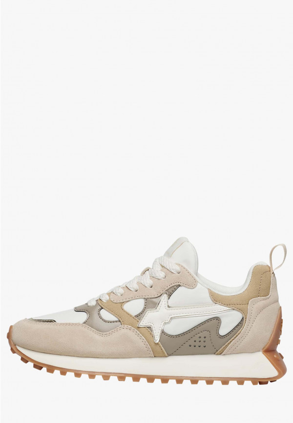W6yz Sneakers in suede e tessuto tecnico Bianco panna -LOOP-W In Vendita