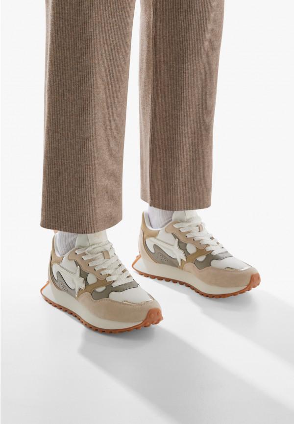 W6yz Sneakers in suede e tessuto tecnico Bianco panna -LOOP-W In Vendita