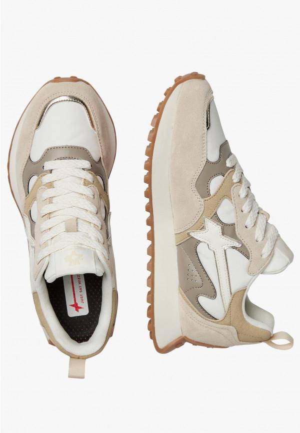 W6yz Sneakers in suede e tessuto tecnico Bianco panna -LOOP-W In Vendita