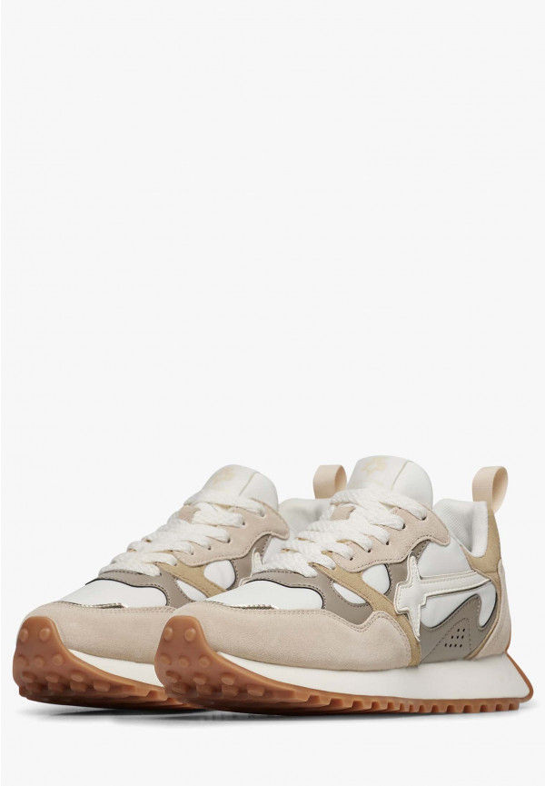 W6yz Sneakers in suede e tessuto tecnico Bianco panna -LOOP-W In Vendita