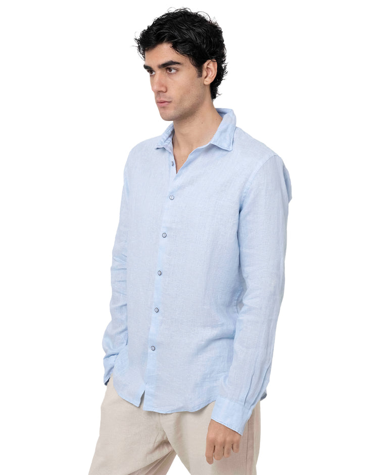 Why not brand Camicia in Lino con Collo alla Francese Fino Al -60%