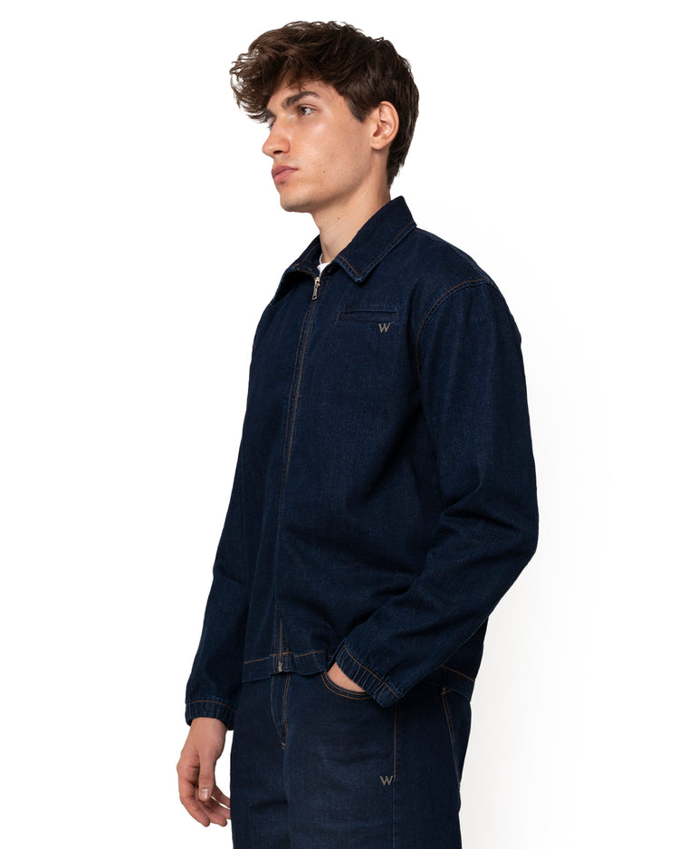 Why not brand Giacca in denim con zip blu wash Economico