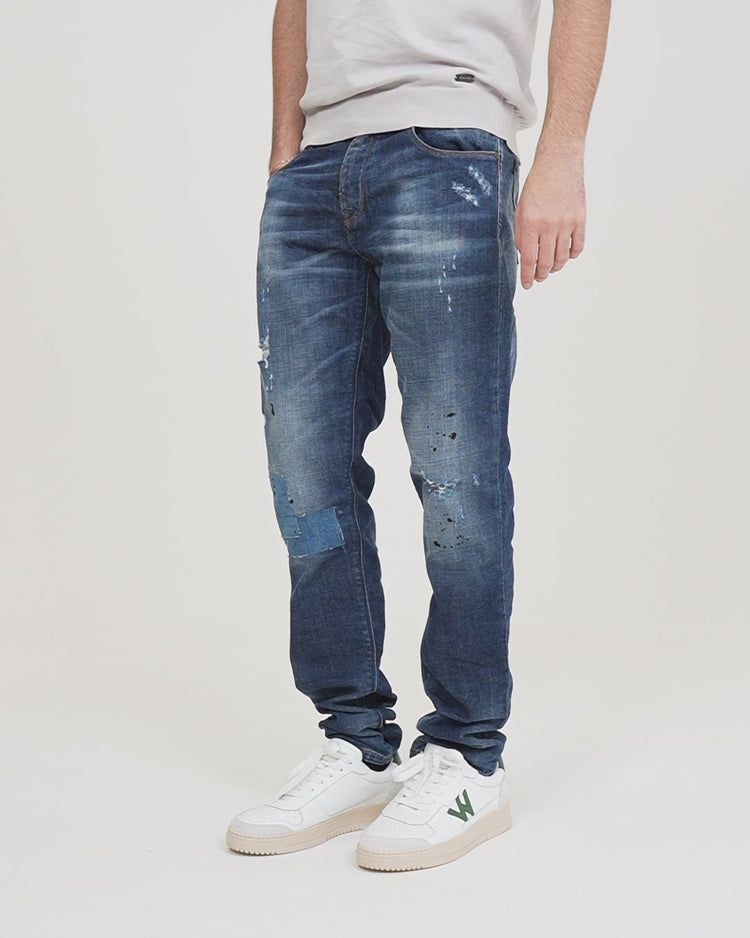 Why not brand Jeans Slimfit con Abrasioni Rifiniti a Mano Saldi