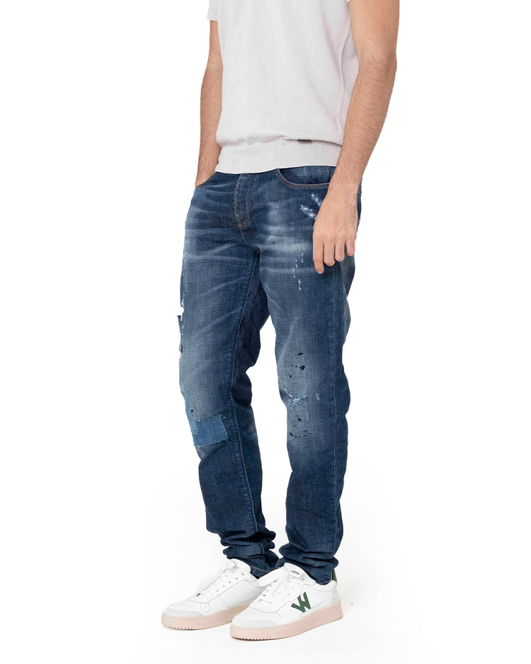 Why not brand Jeans Slimfit con Abrasioni Rifiniti a Mano Saldi