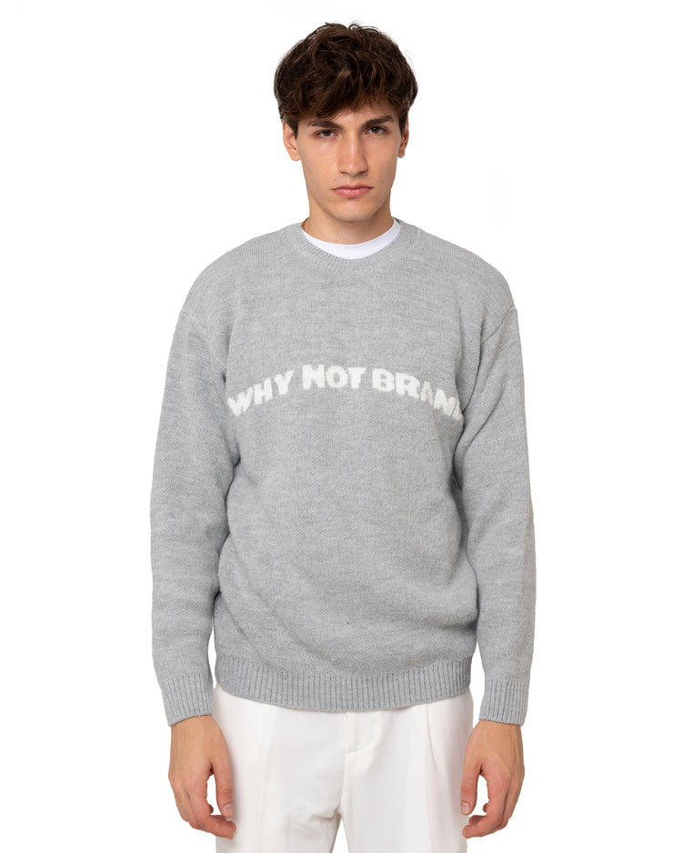 Why not brand Maglione girocollo in Mohair con logo In Saldo