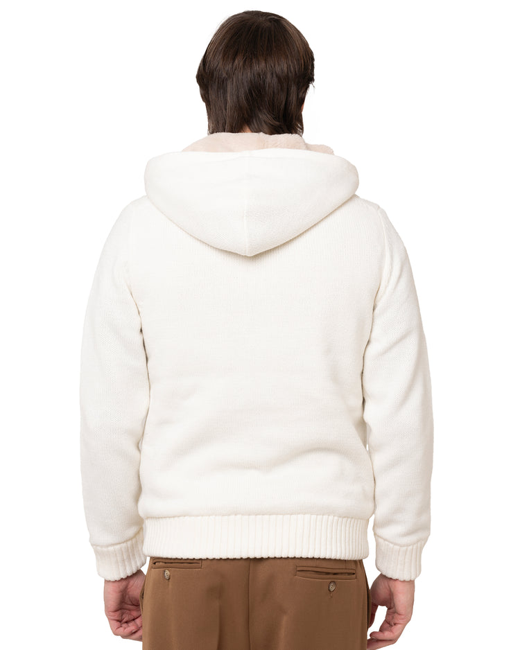 Why not brand Maglione con cappuccio zip ed interni in pelliccia In Linea