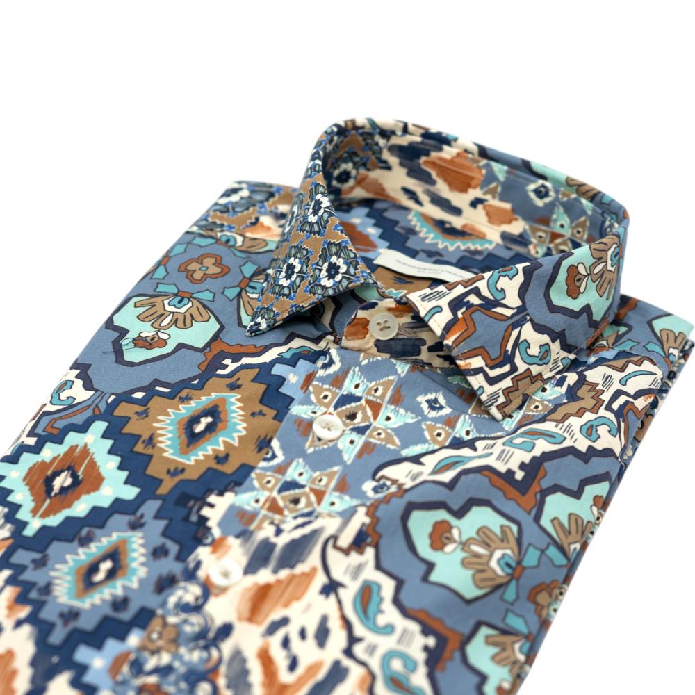 Alessandro Lamura Camicia Multicolore con Motivo Geometrico Etnico Pezzi Unici