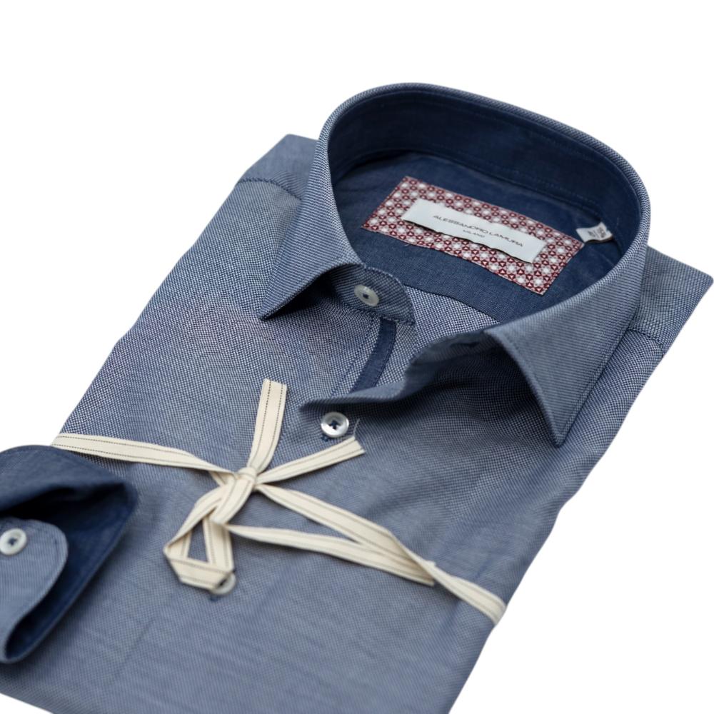 Alessandro Lamura Camicia Azzurra con Dettagli Interni Rossi e Bianchi Qualità Garantita