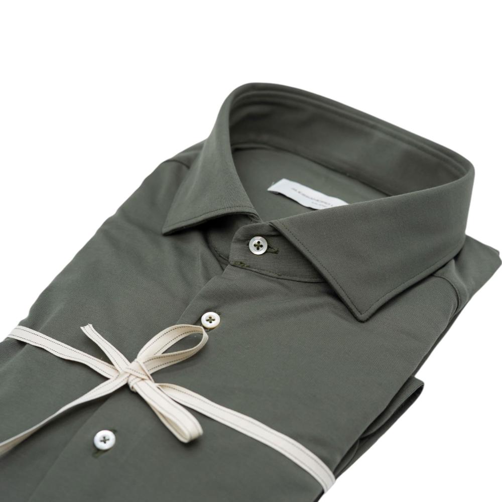 Alessandro Lamura Camicia in Maglina Verde Oliva Tinta Unita Online
