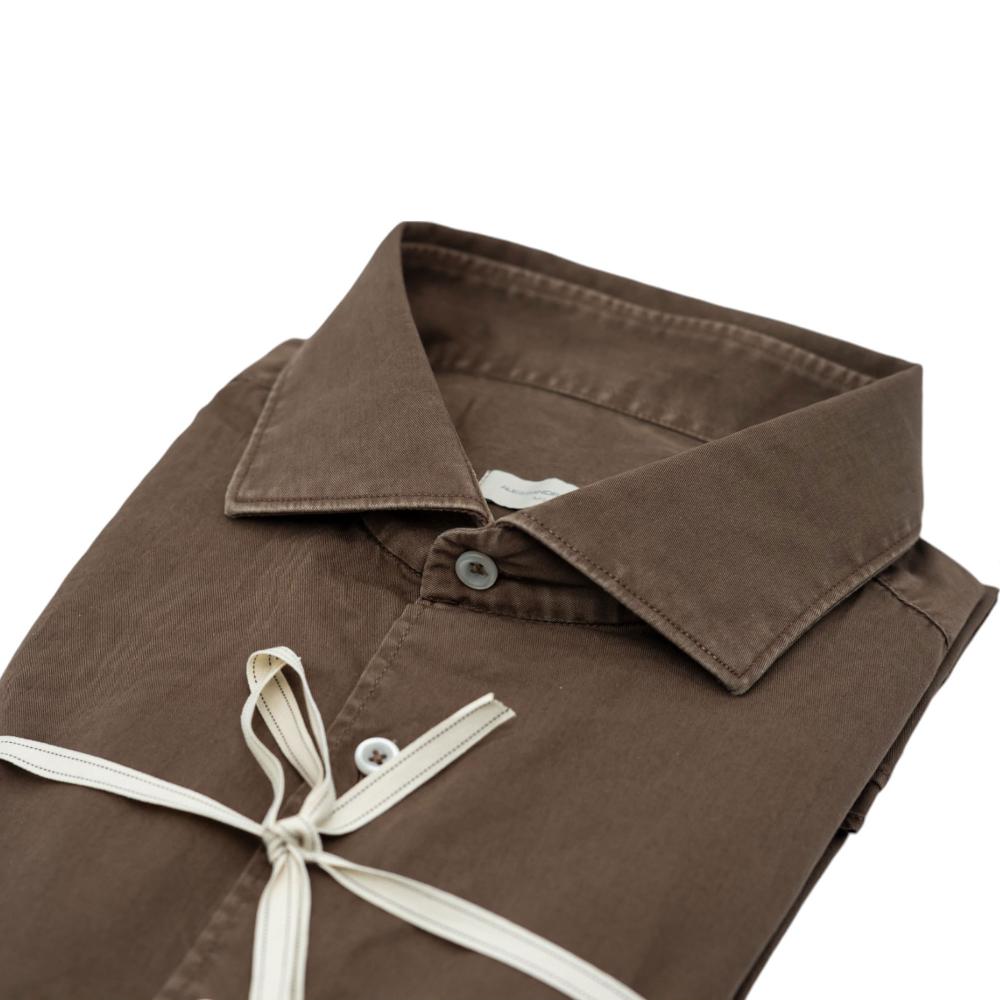 Alessandro Lamura Camicia in Gabardine Tinta in Capo Fango Vendita Calda