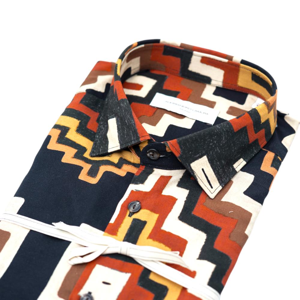Alessandro Lamura Camicia Multicolore con Motivo Geometrico Audace 2025