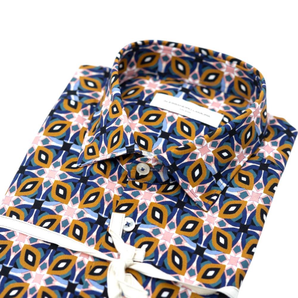 Alessandro Lamura Camicia Multicolore con Motivo Geometrico Italia