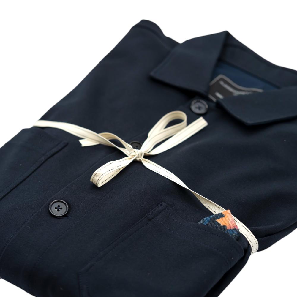 Alessandro Lamura Camicia Overshirt Blu Scuro con Dettaglio Fantasia a Contrasto Vendita
