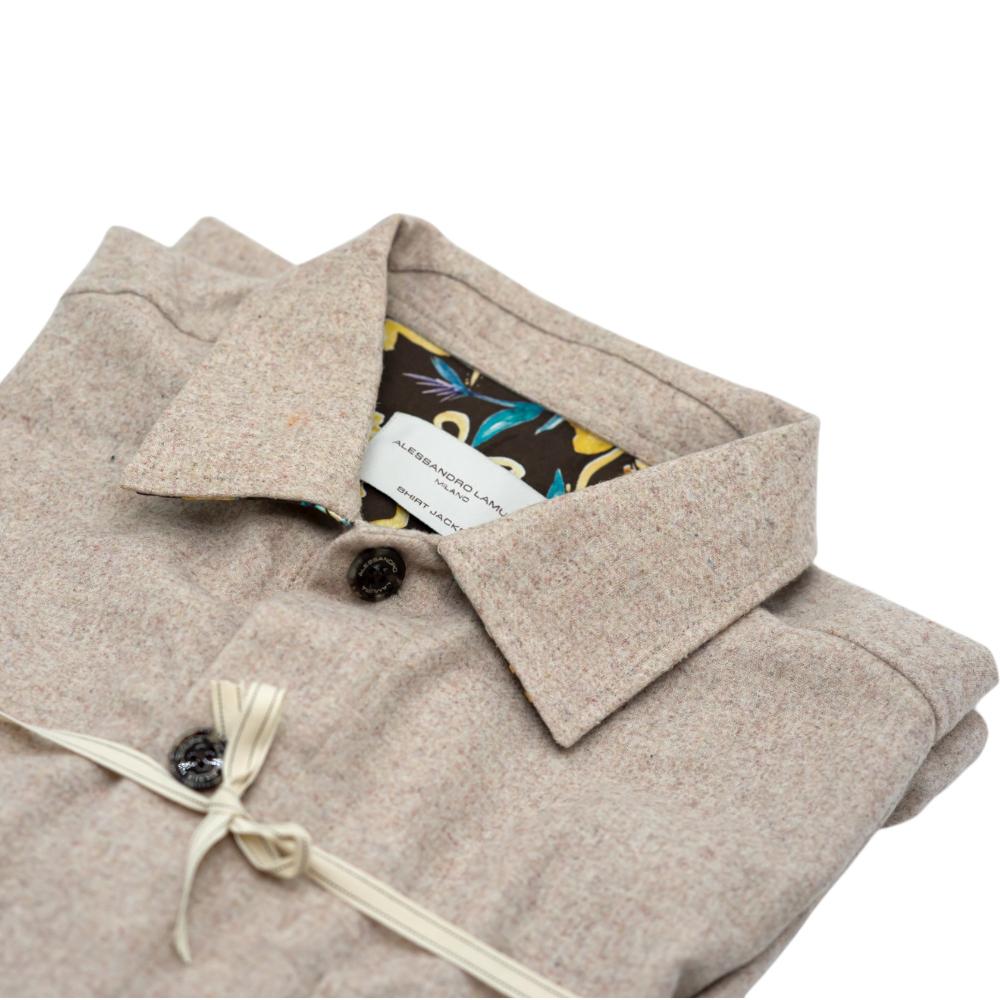 Alessandro Lamura Camicia Overshirt Beige Melangiato con Dettagli Interni Floreali Promozione