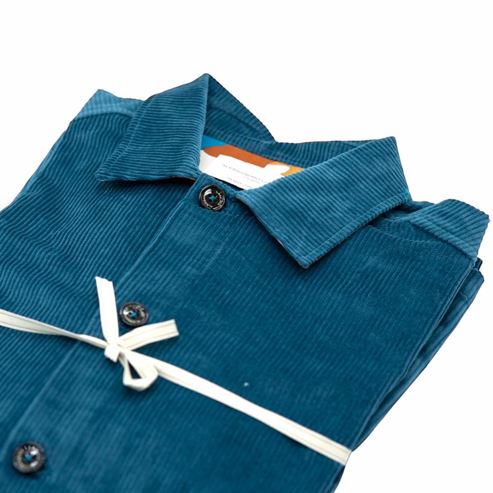 Alessandro Lamura Camicia Overshirt Blu a Coste Pezzi Unici