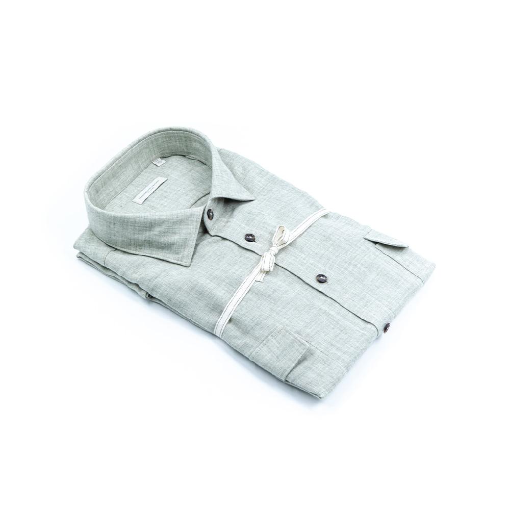 Alessandro Lamura Camicia Overshirt in Twill di flanella – Collo Italiano con contrasti Prezzo Ridotto