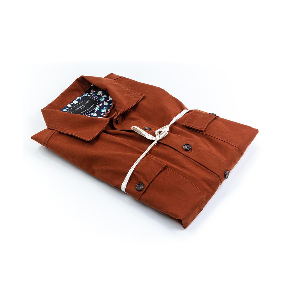 Alessandro Lamura Camicia Overshirt in Gabardine doppia – Collo Italiano con contrasti Sottocosto