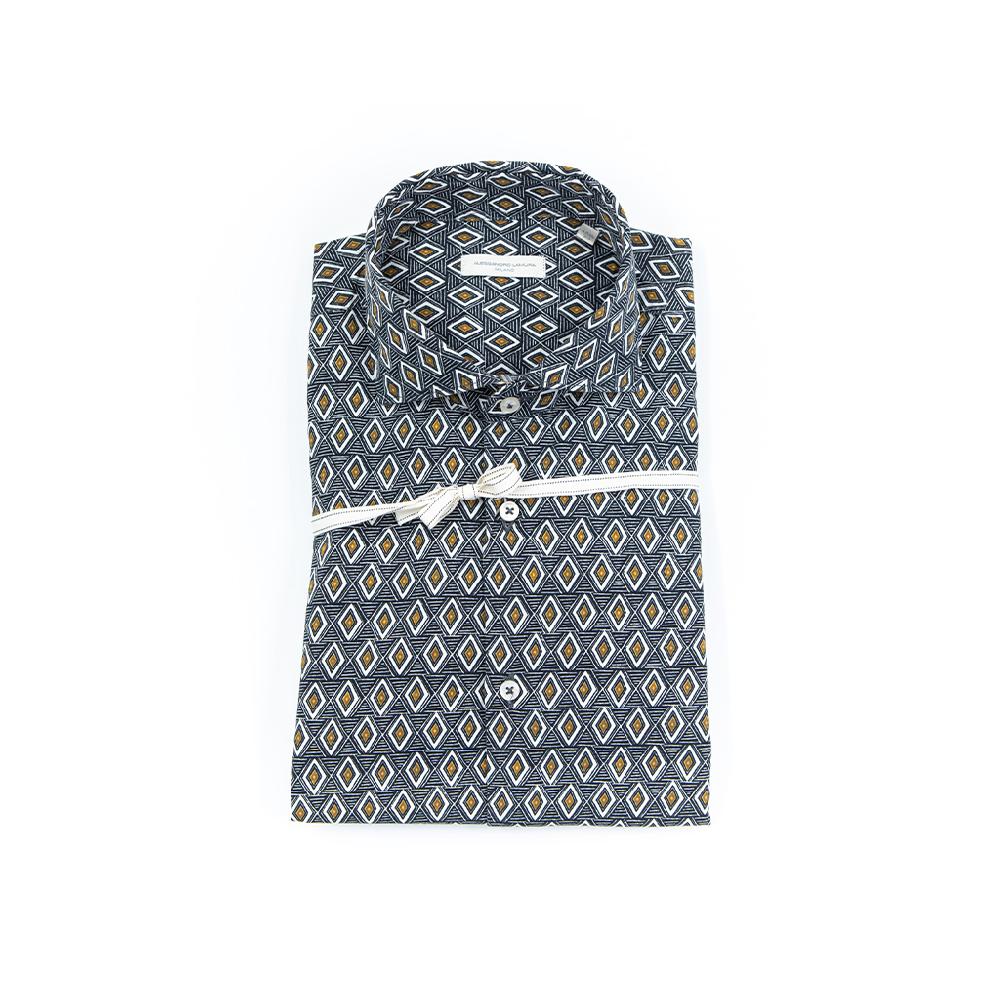 Alessandro Lamura Camicia Di Cotone Stampa Rombi – Collo francese In Saldo