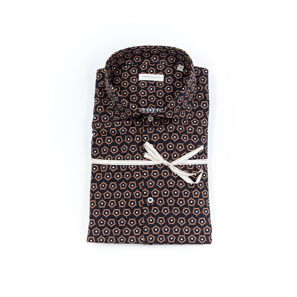 Alessandro Lamura ADAM 430 – Camicia Di Cotone Stampa Geometrica – Collo francese Bestseller
