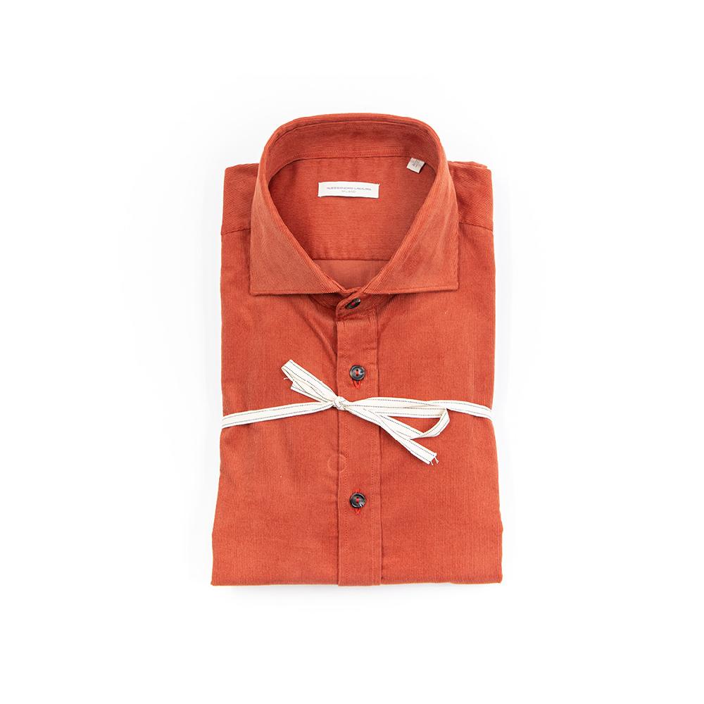 Alessandro Lamura Camicia In Velluto – 100%Cotone – Collo Francese Italy