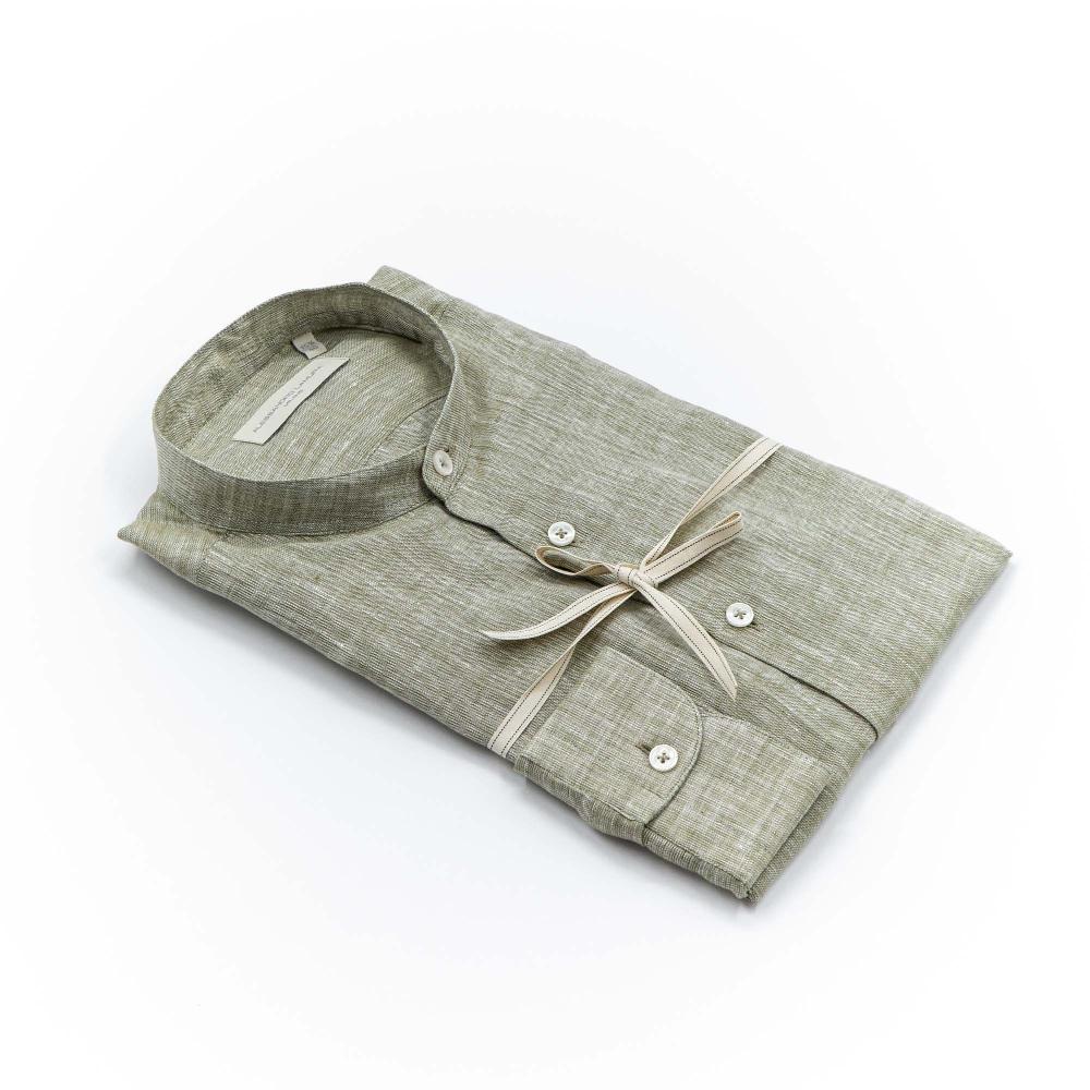 Alessandro Lamura Camicia Lino militare Collo Coreano Uomo Acquista Ora