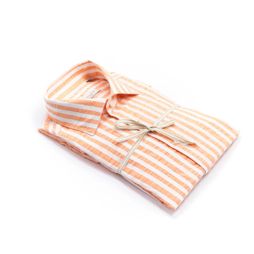 Alessandro Lamura Camicia Groffata in Cotone Collo Francese Saldi