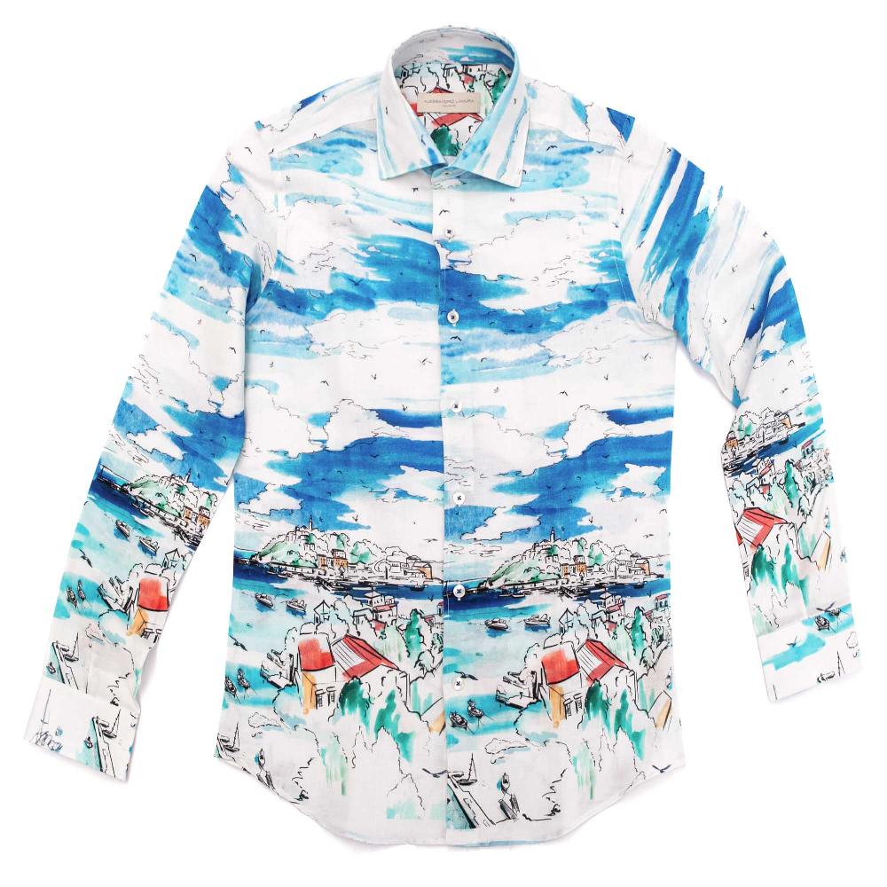 Alessandro Lamura Camicia Fantasia Mare Collo Francese Hotsell