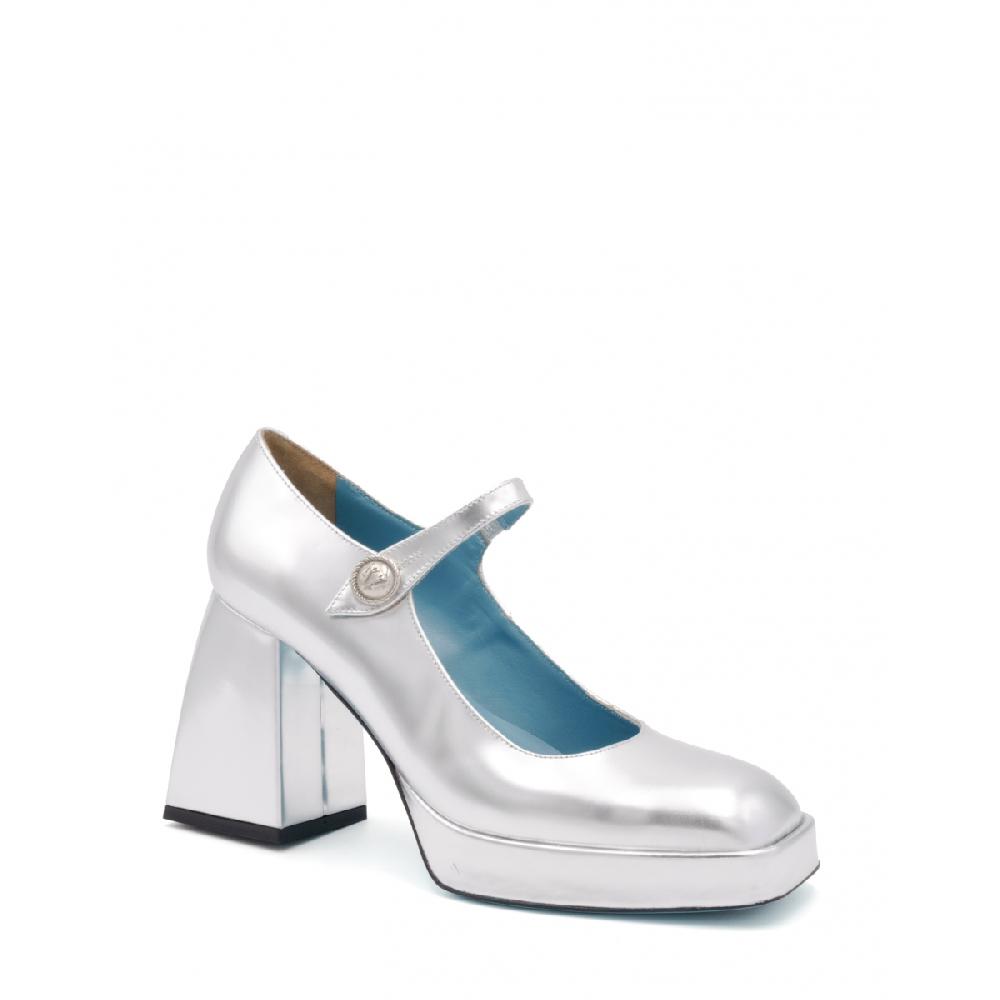 Amalfi by rangoni Scarpe mary jane plateau Piuma argento In Vendita
