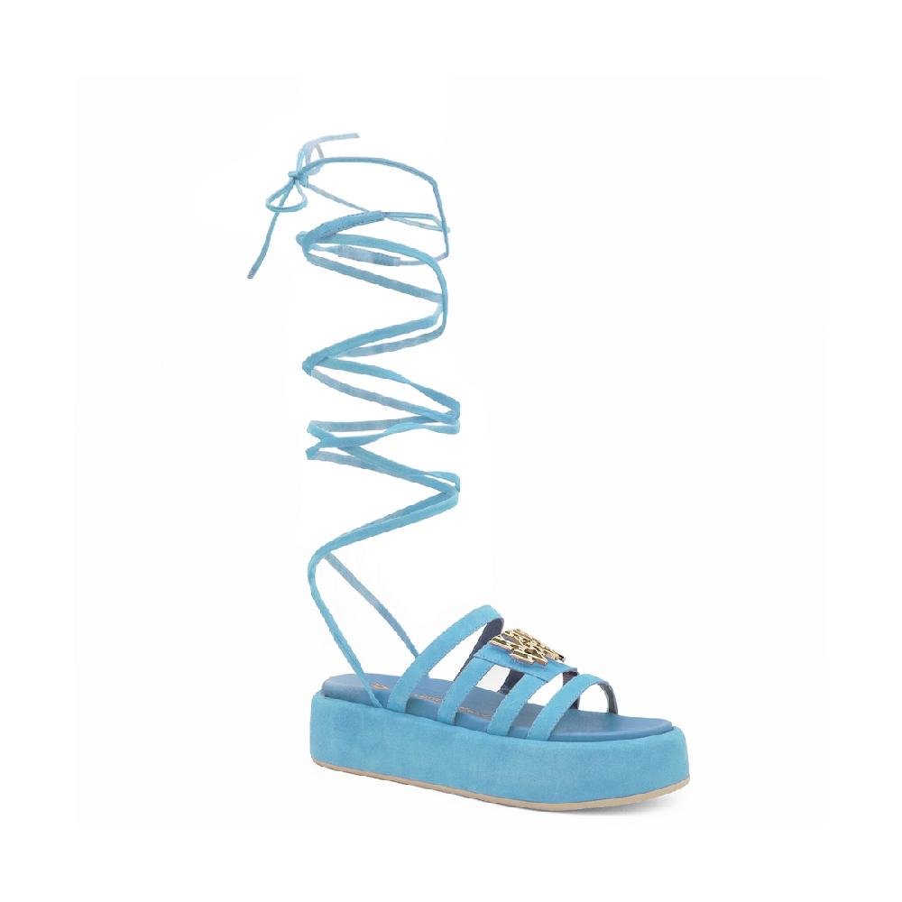 Amalfi by rangoni Sandalo allacciato Cannella azzurro Online